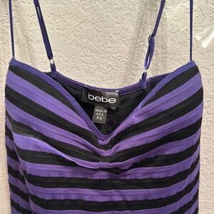 Bebe Elegant Purple and Black Midi Dress